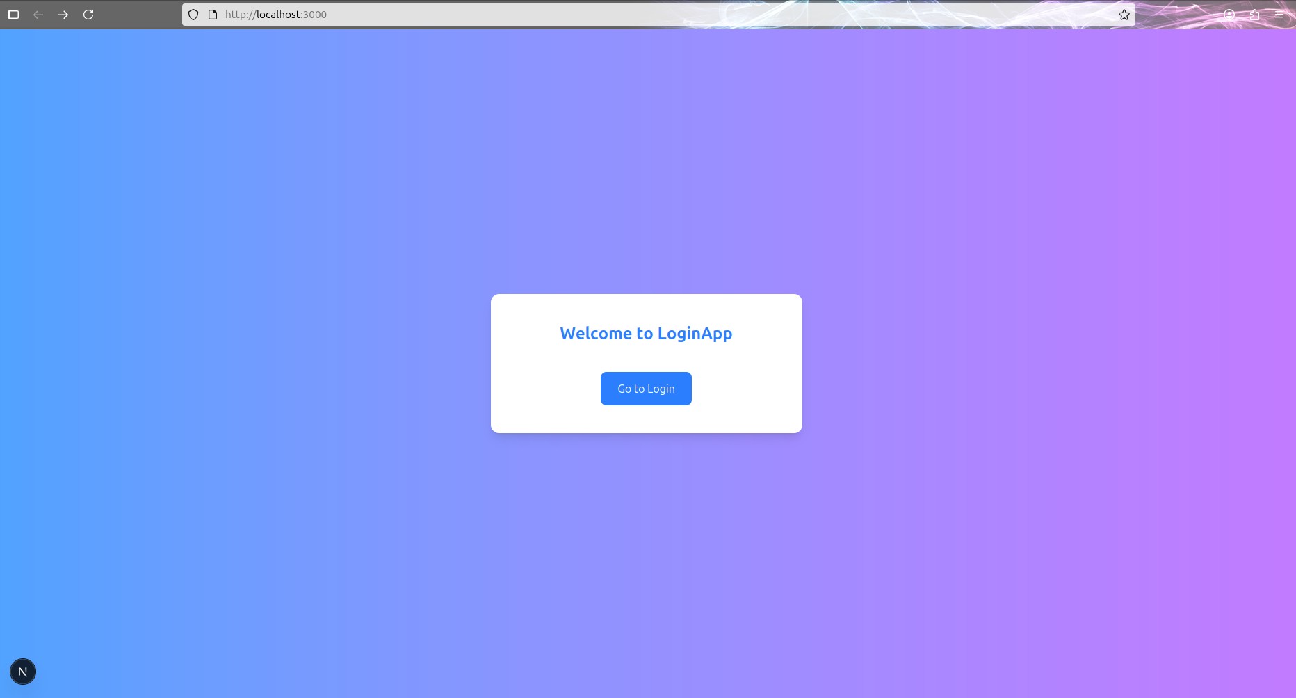 Screenshot of the first version of the LoginApp homepage