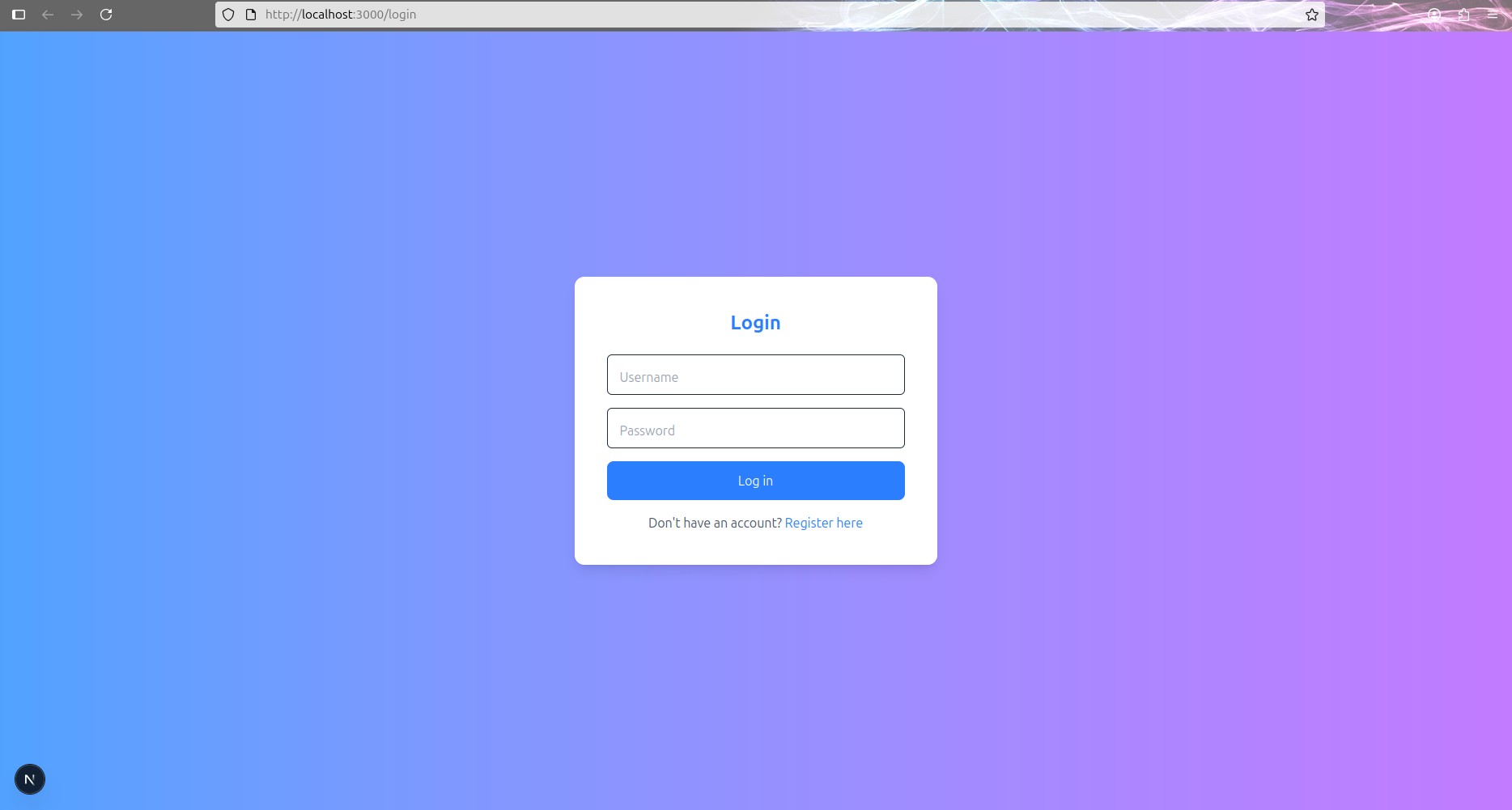 Screenshot of the first version of the LoginApp login page
